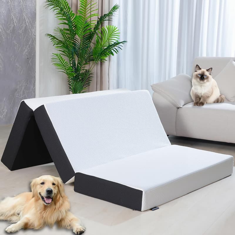 Tri-fold Memory Foam Mattress Topper for Dorm & Camping, 6