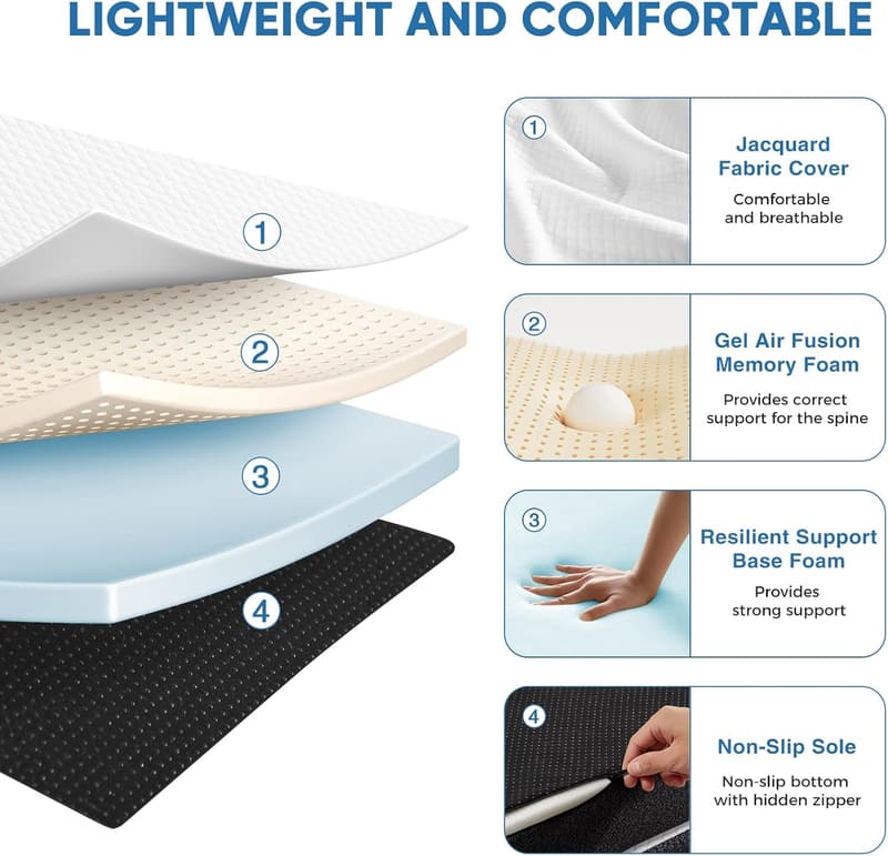 Portable Tri-fold Memory Foam Mattress - 4 Inch Twin Size