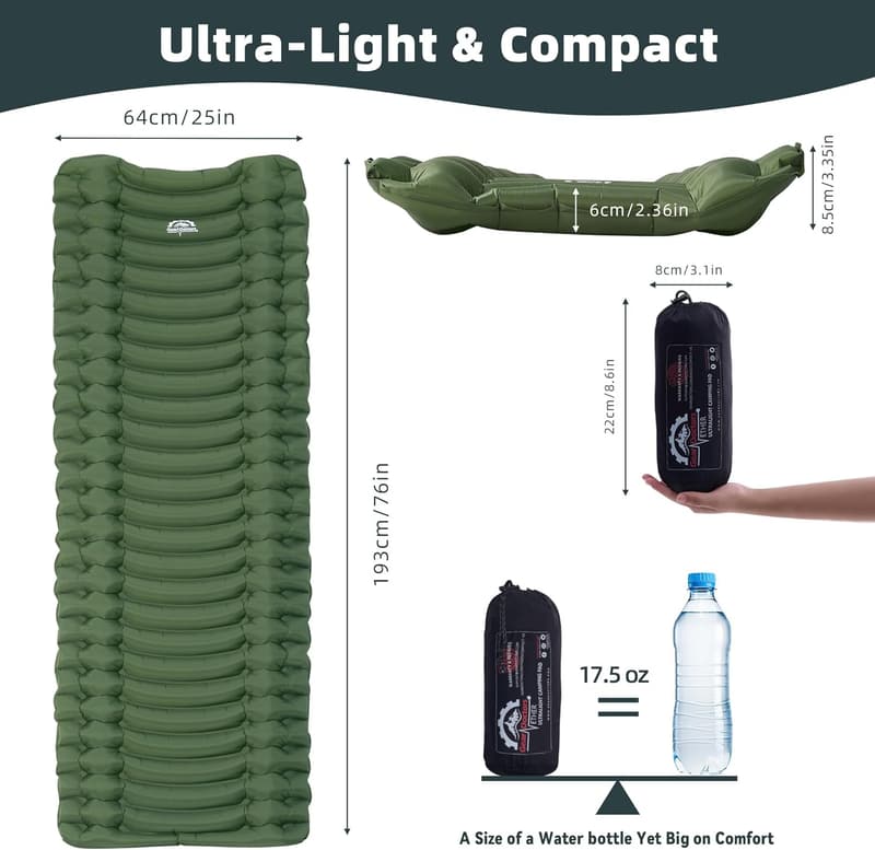 Ultralight Inflatable Sleeping Pad for Camping and Backpacking