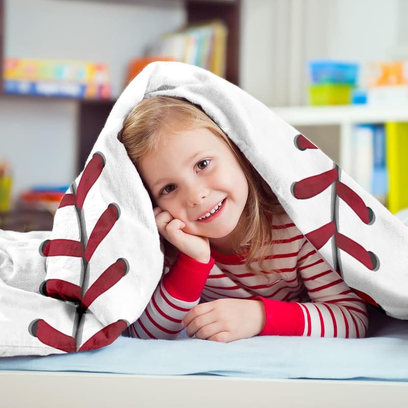 Baseball Blanket for Boys, Sports Print Throw 60x80 Inches