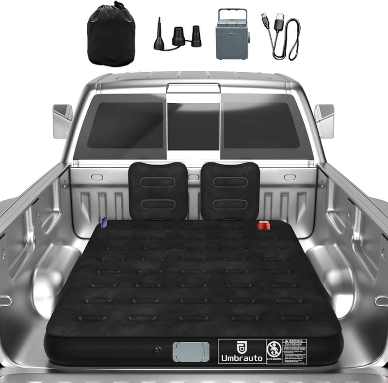 Pickup Truck Air Mattress with Rechargeable Pump for Outdoor Use