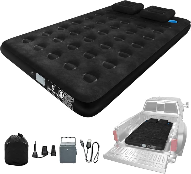 Pickup Truck Air Mattress with Rechargeable Pump for Outdoor Use