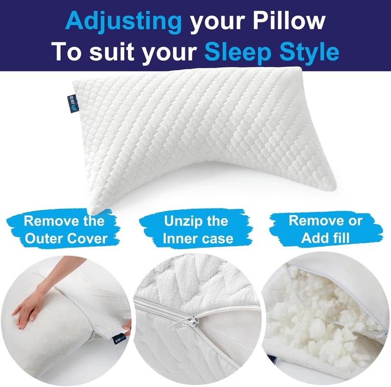 Queen Size Adjustable Sleep Pillow for Side and Back Sleepers