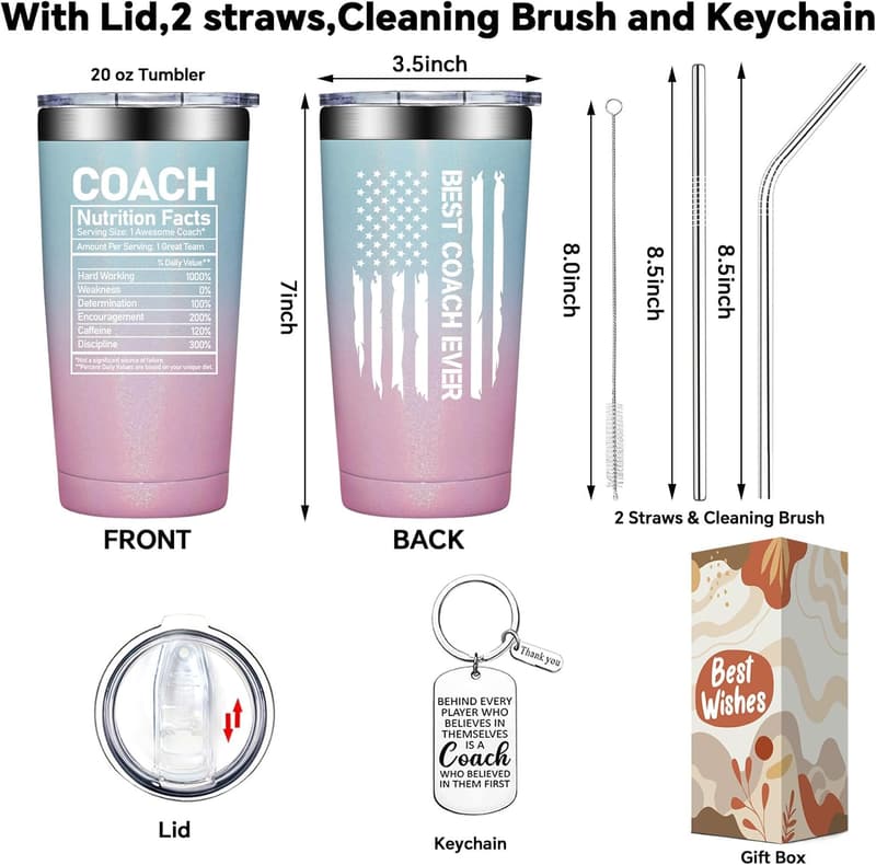 Coaches Appreciation Tumbler Cup - 20 oz for Women
