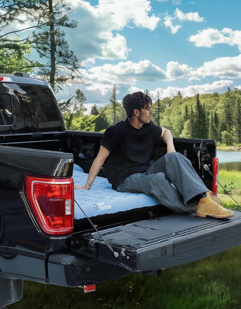 Camping Air Mattress for Short Truck Beds, Inflatable with Pillows