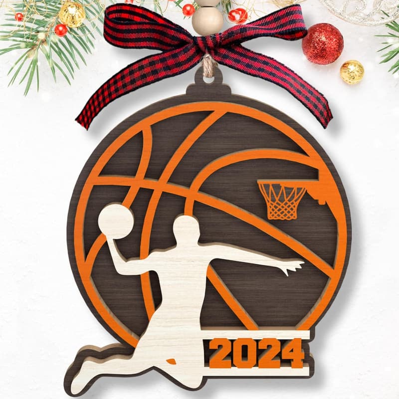 Wood Basketball Ornament - Fun Holiday Gift for Boys