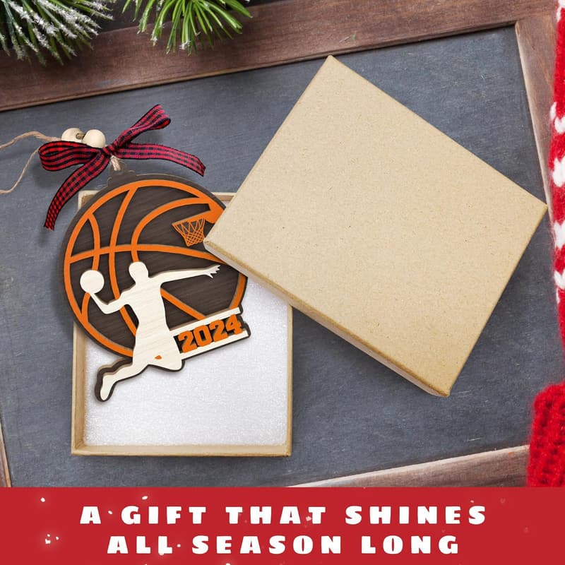 Wood Basketball Ornament - Fun Holiday Gift for Boys