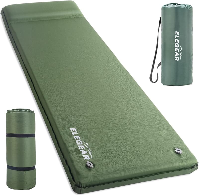 Ultra-Thick Memory Foam Self-Inflating Camping Pad with Pillow