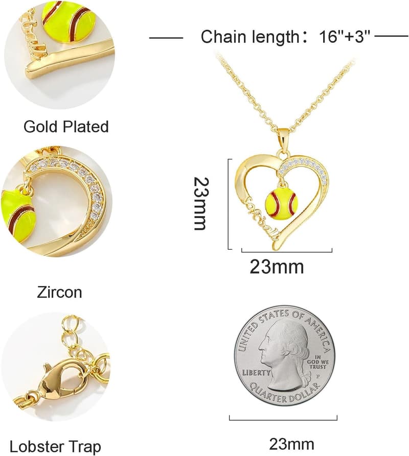 Teen Sports Necklace - Volleyball, Softball, Basketball, Baseball