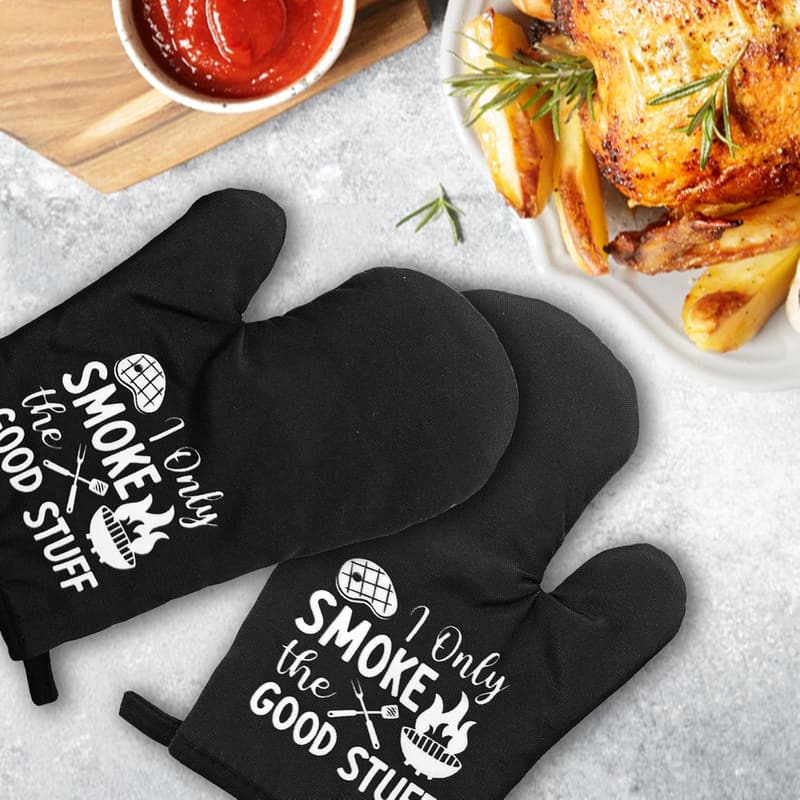 Funny Heat-Resistant Oven Mitts Set for Grilling Enthusiasts