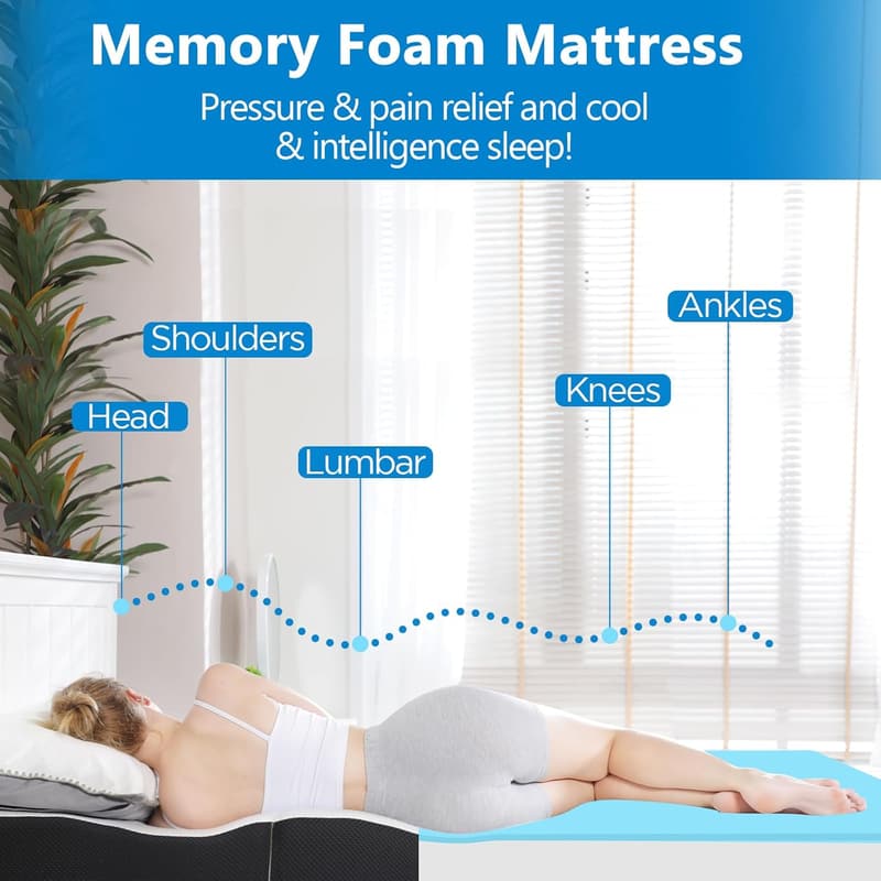Foldable Queen Size Memory Foam Mattress with Breathable Cover