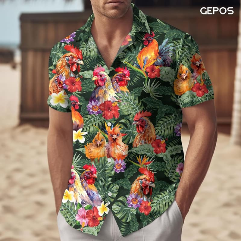 Summer Farm Animal Hawaiian Shirt for Men