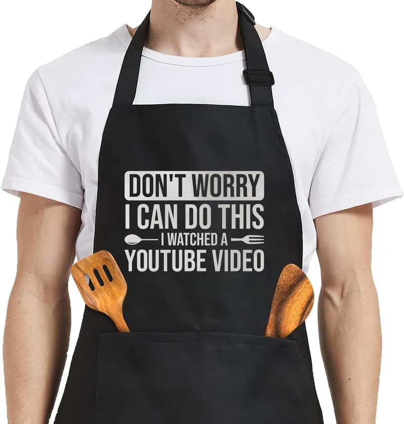 Funny Men's BBQ Apron with Pockets - Perfect Birthday Gift