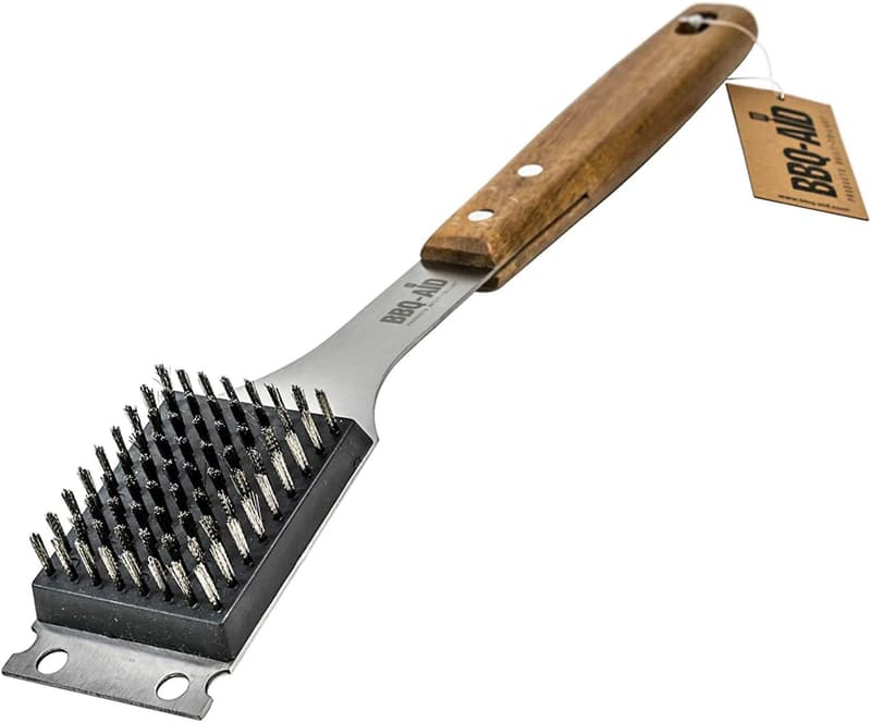 BBQ Grill Brush with Extendable Wooden Handle & Replaceable Bristles