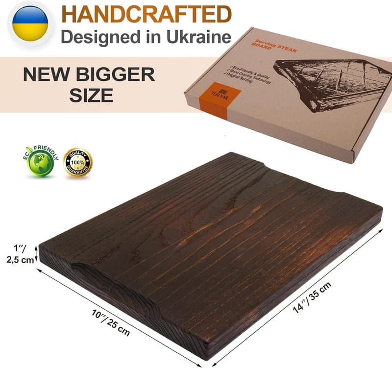 Natural Oak Wooden Steak Board - Large Durable Cutting Platter