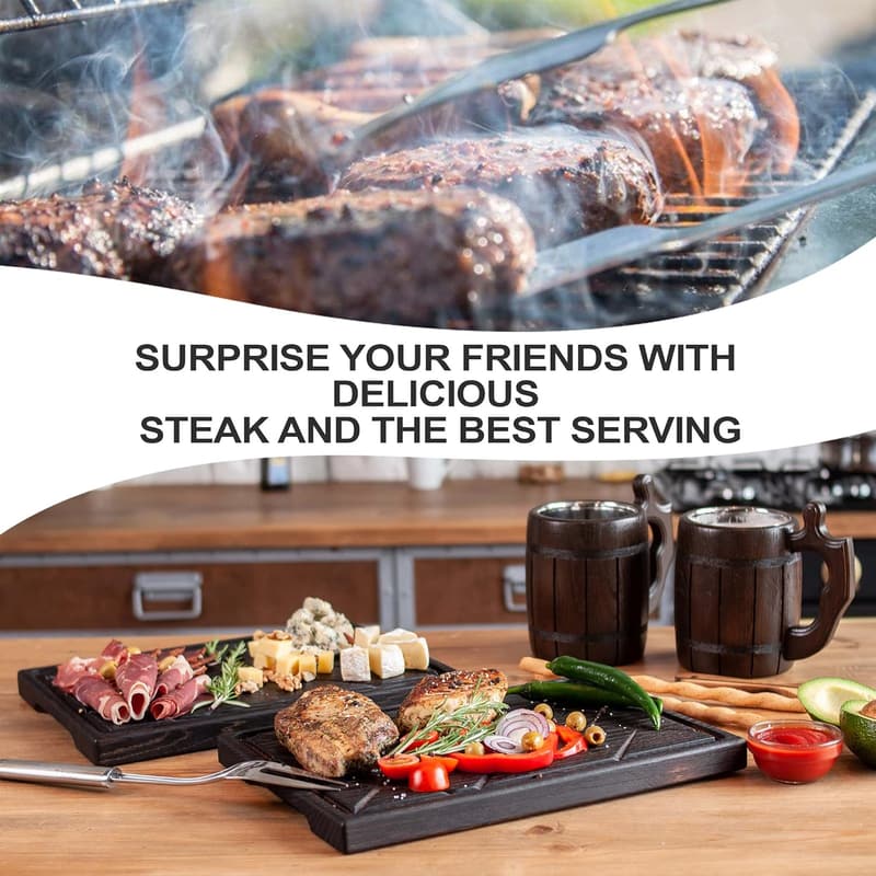 Natural Oak Wooden Steak Board - Large Durable Cutting Platter