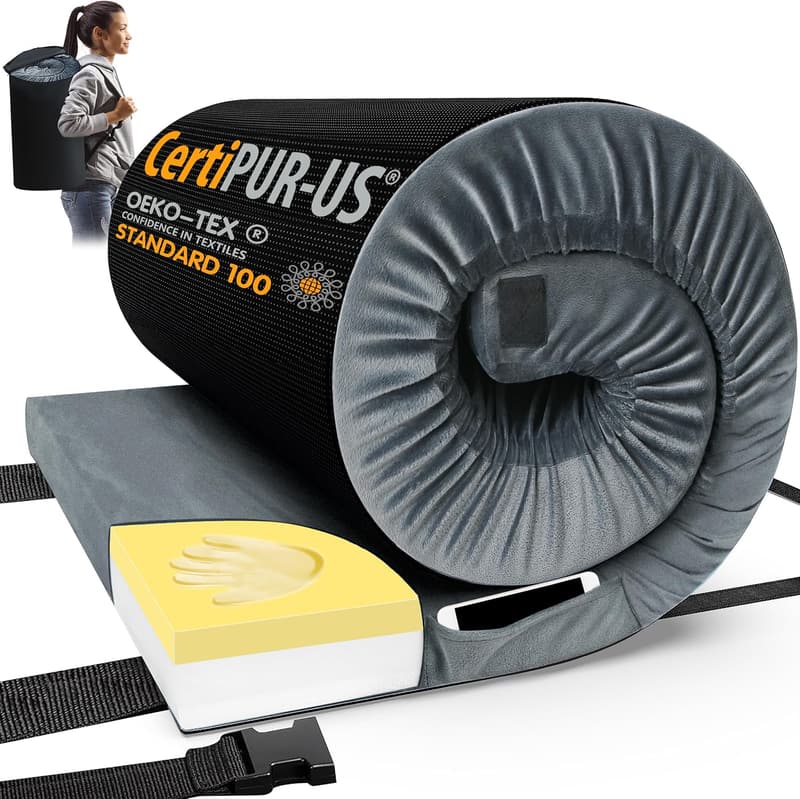 Portable Memory Foam Camping Mattress Pad with Travel Bag