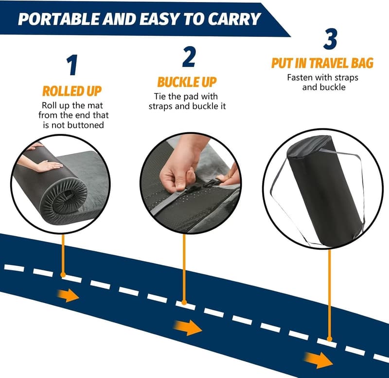 Portable Memory Foam Camping Mattress Pad with Travel Bag