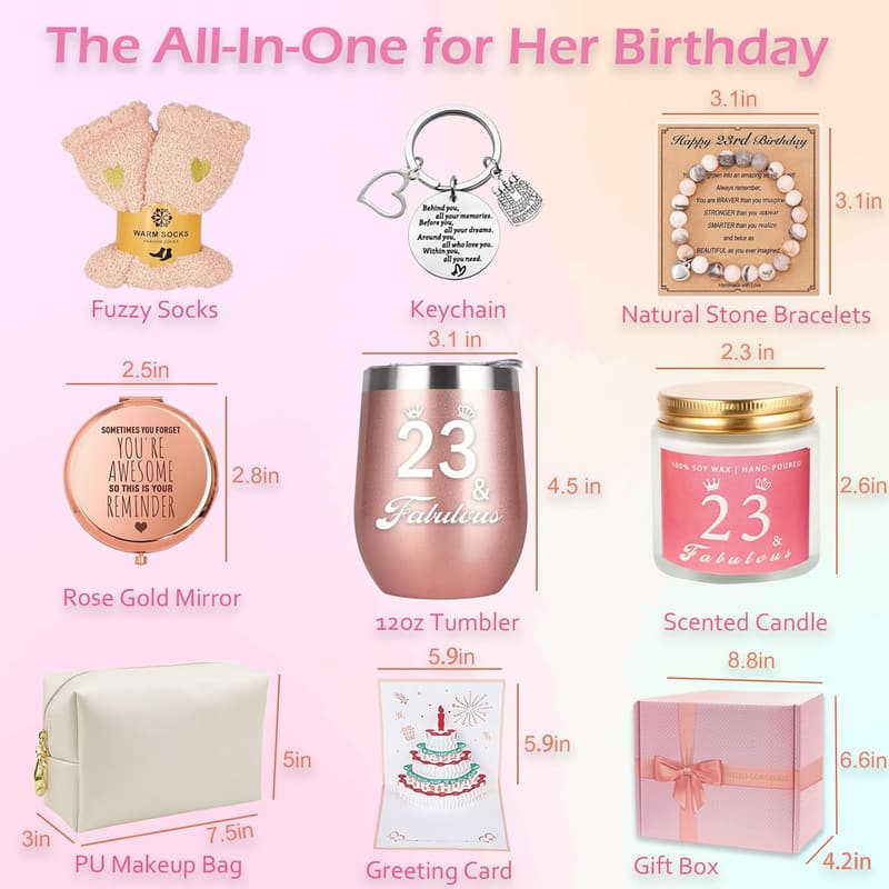 23rd Birthday Gift Basket for Women and Girls