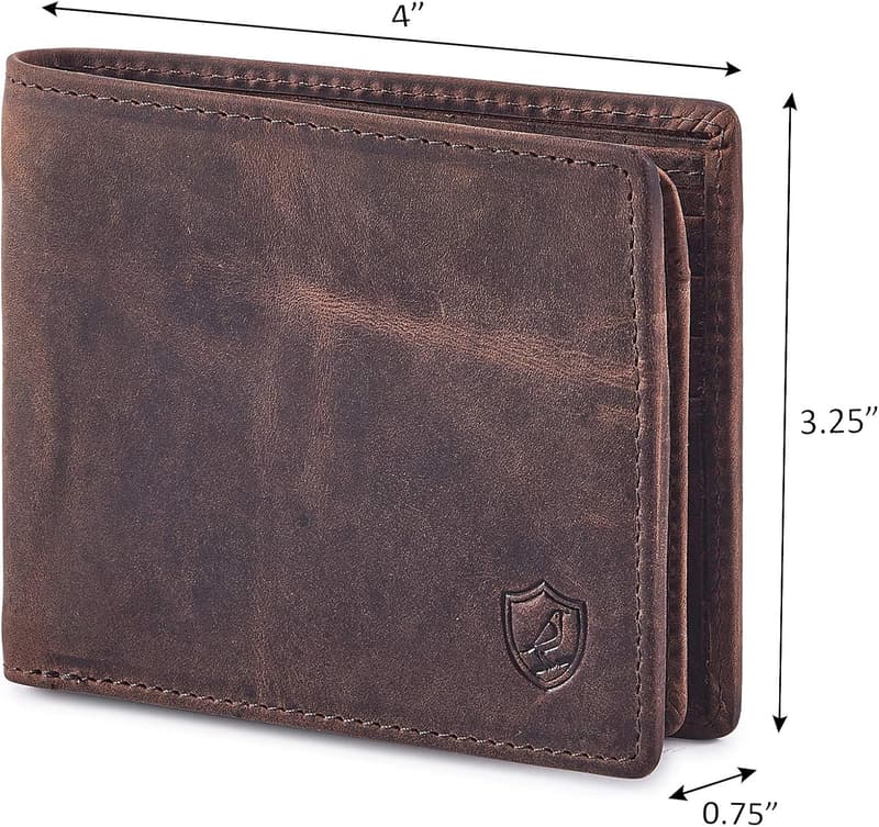 Men's RFID Blocking Real Leather Bifold Wallet in Gift Box