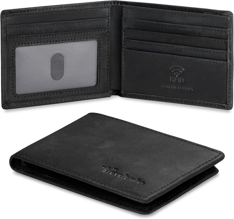 Men's Slim RFID Blocking Leather Bifold Wallet in Gift Box