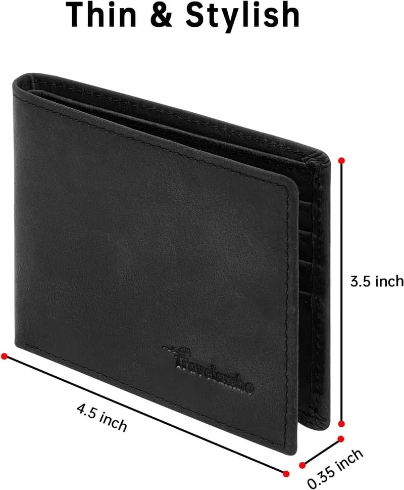 Men's Slim RFID Blocking Leather Bifold Wallet in Gift Box