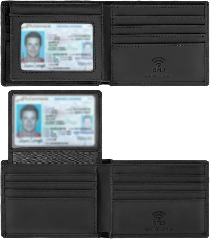 Handmade Bifold Leather Wallet for Men - RFID with Gift Box