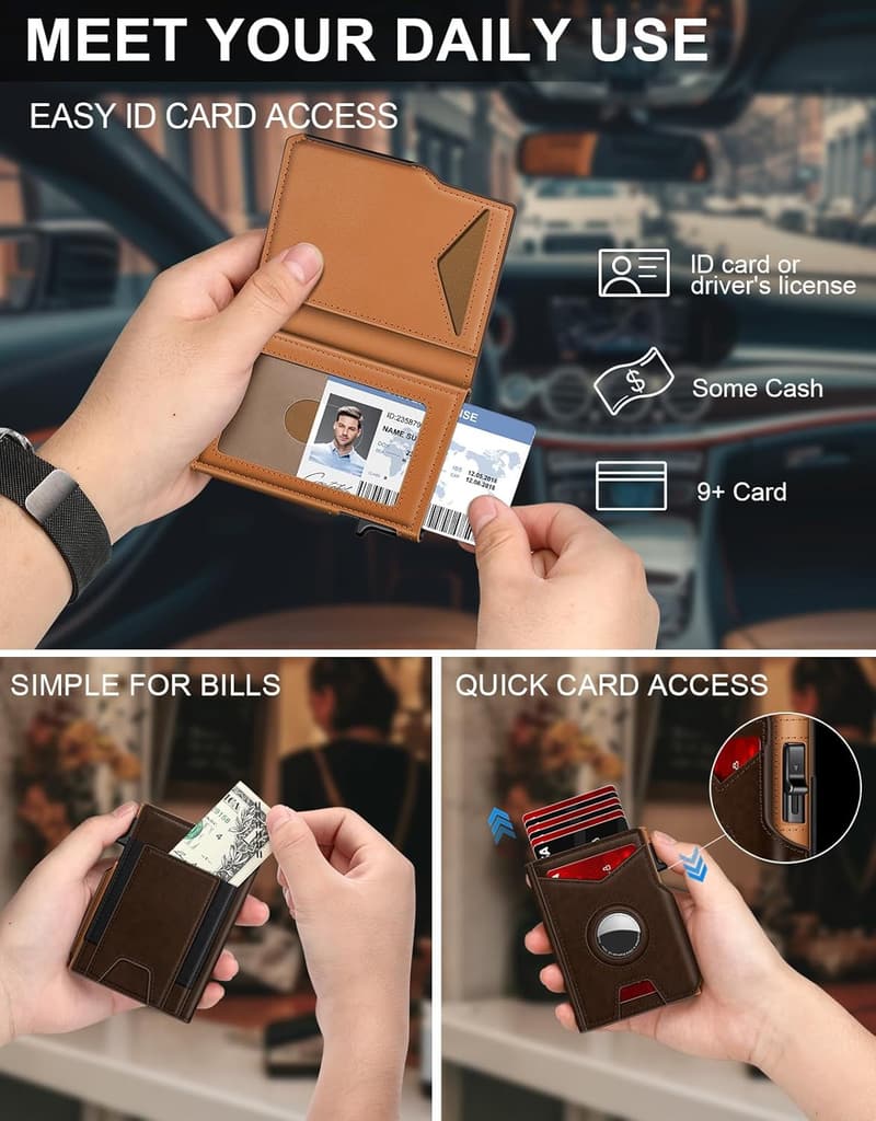 Minimalist RFID Blocking Wallet for Men, Slim Aluminum Card Case