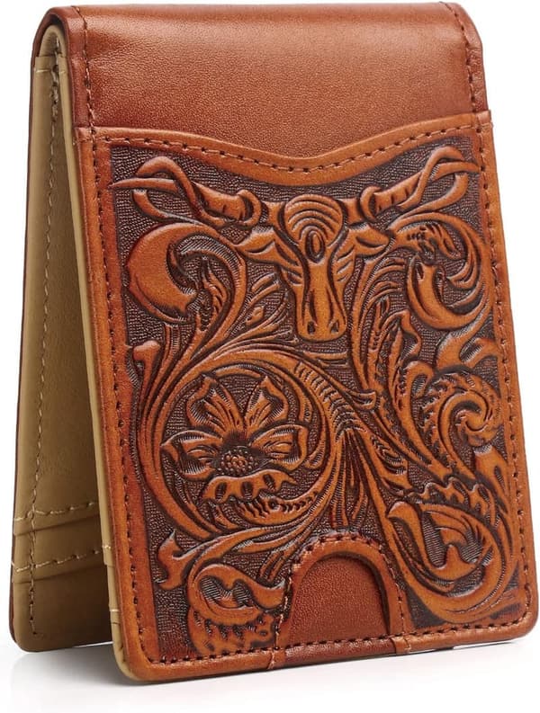 Brown RFID Blocking Bifold Wallet for Men - 11 Slots
