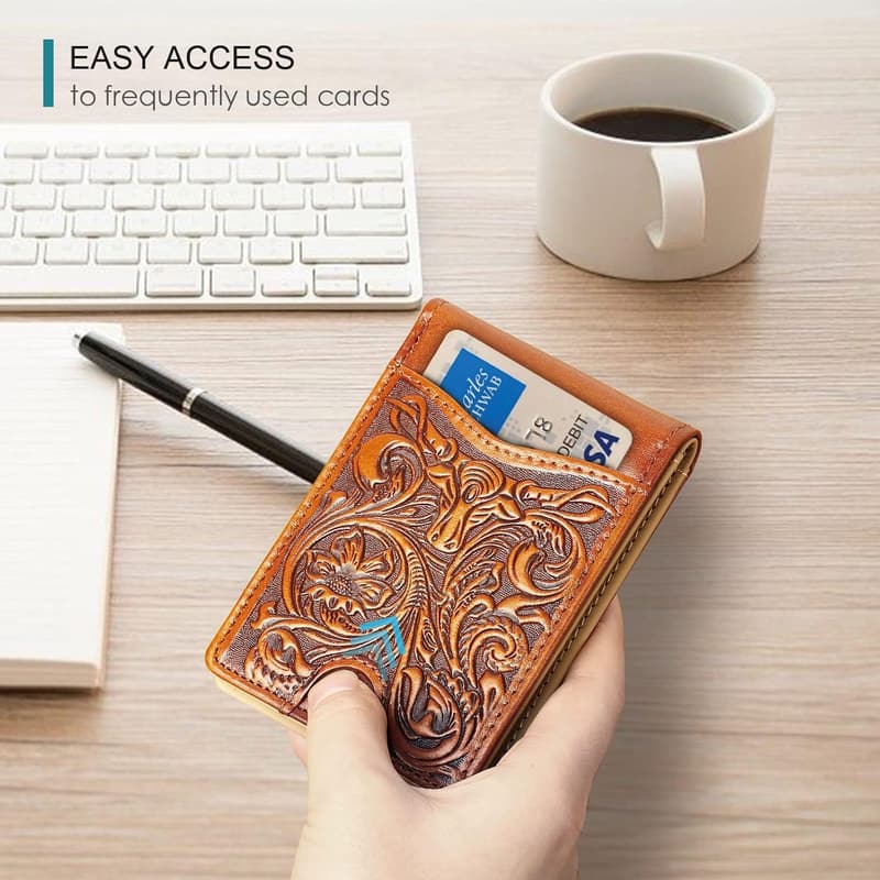 Brown RFID Blocking Bifold Wallet for Men - 11 Slots