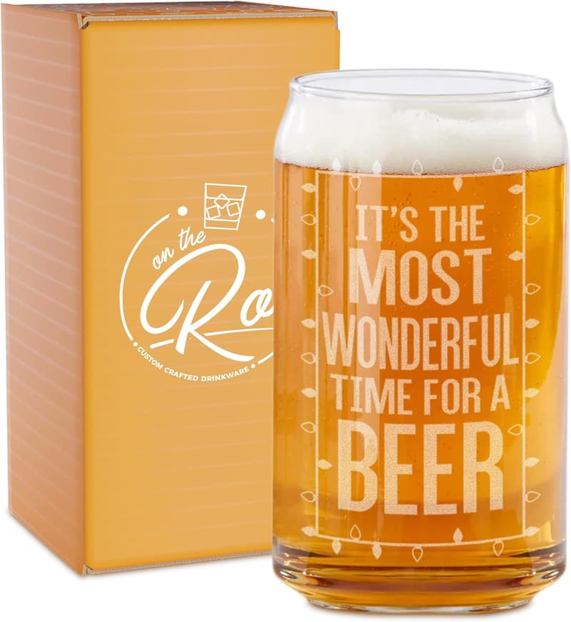 Funny Beer Can Glass - Holiday Gift for Him & Her