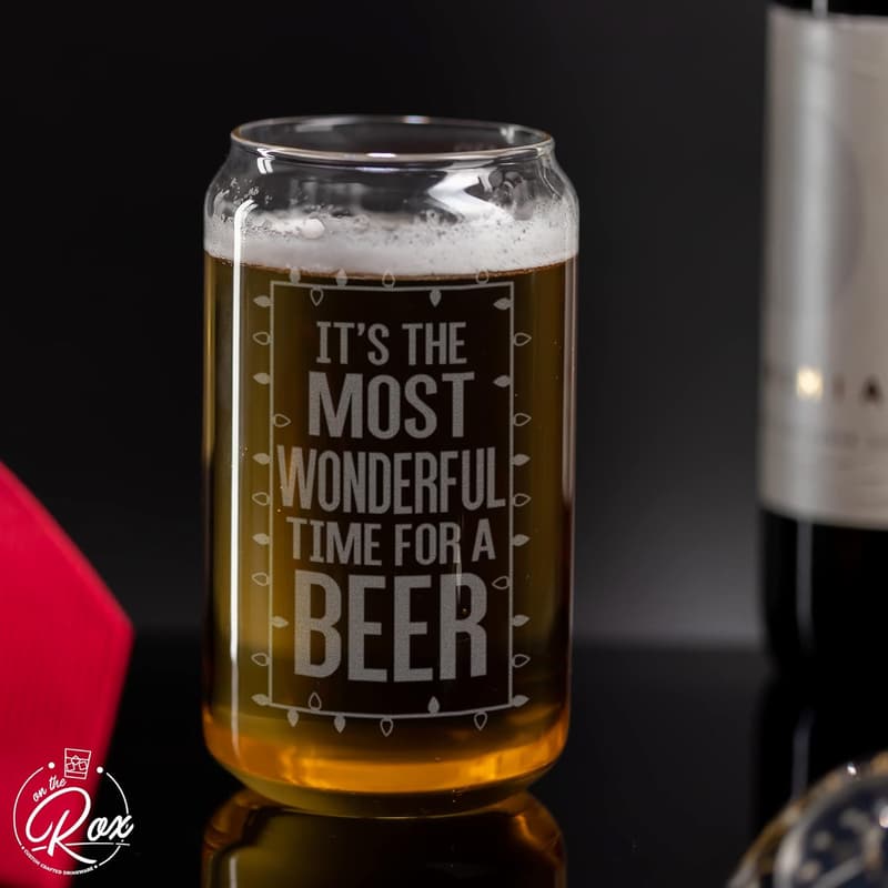 Funny Beer Can Glass - Holiday Gift for Him & Her