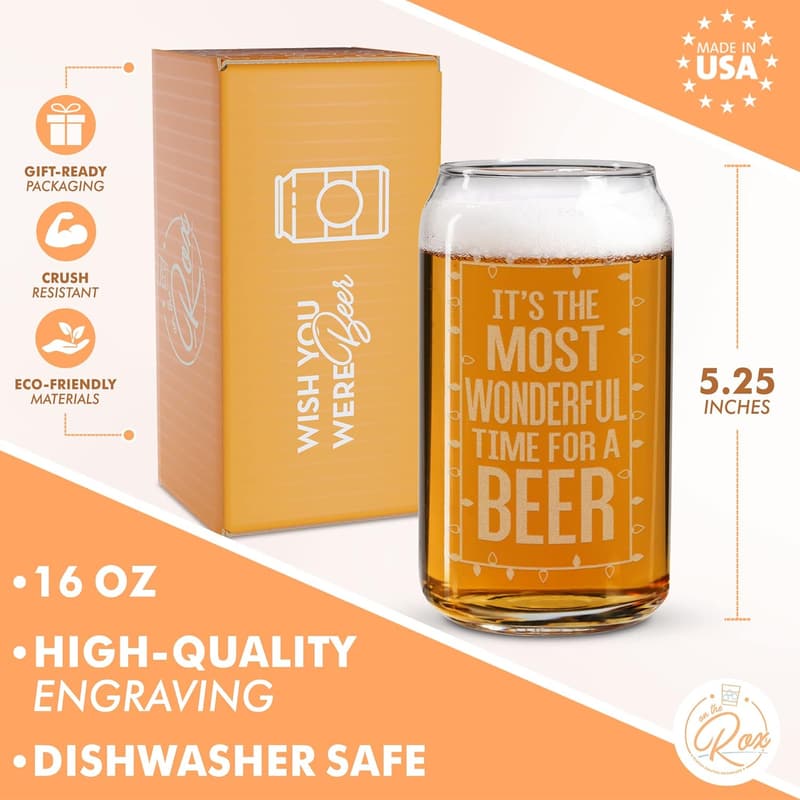 Funny Beer Can Glass - Holiday Gift for Him & Her
