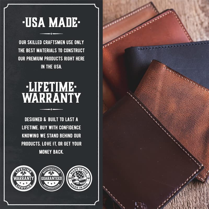 Men's Bifold Leather Wallet in Tobacco Snakebite Brown - Made in USA