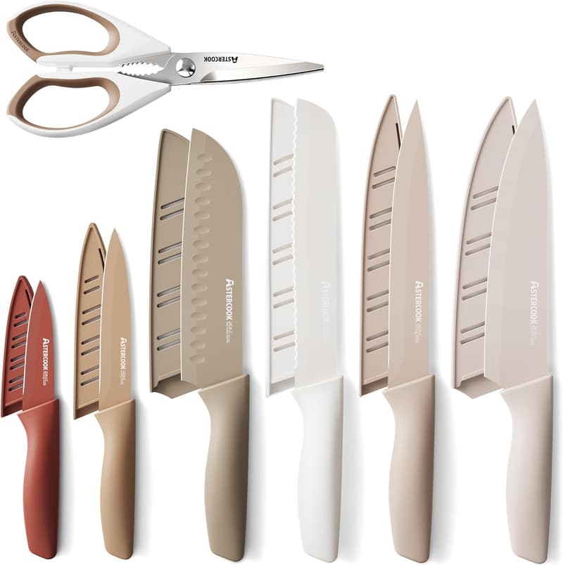 13-Piece Stainless Steel Knife Set with Blade Guards