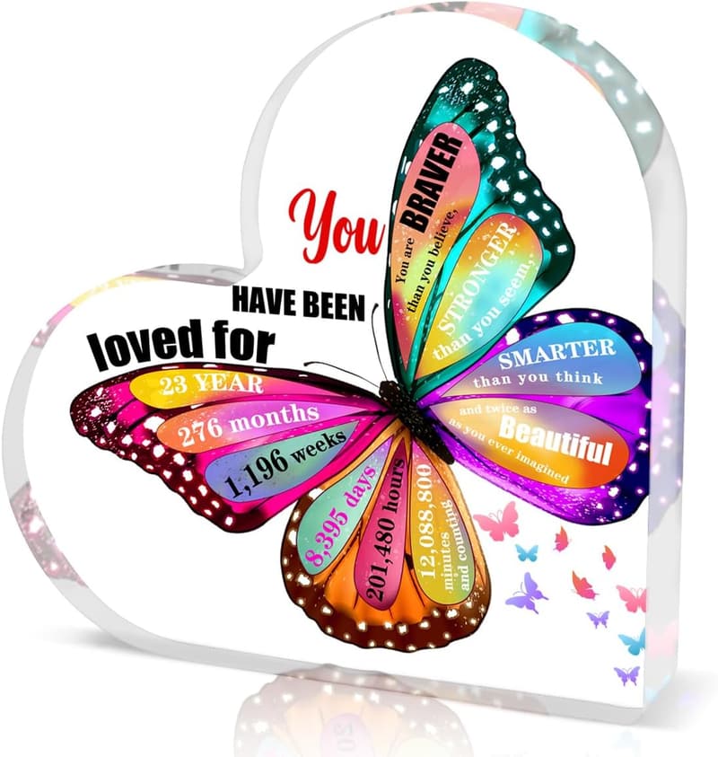 23rd Birthday Acrylic Heart Keepsake for Women