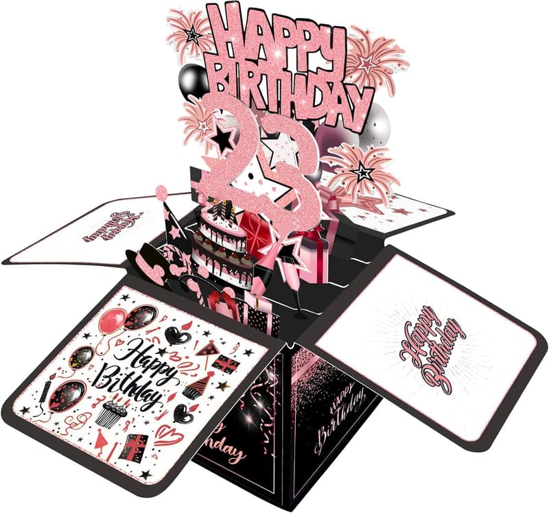 23rd Birthday Card for Her - 3D Design & Gift Box