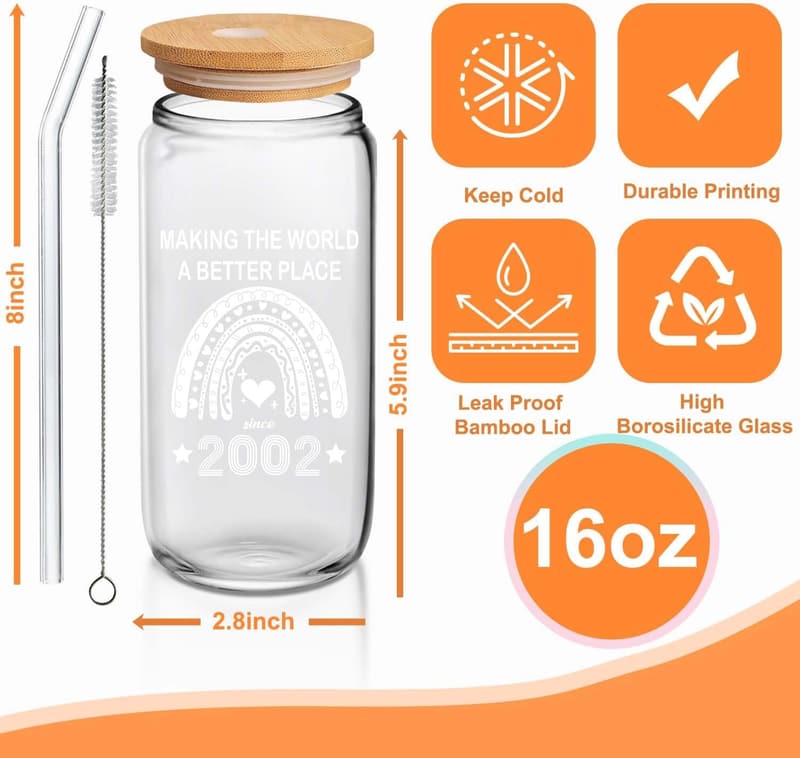 23rd Birthday Cute 16oz Can Glass Gift for Women
