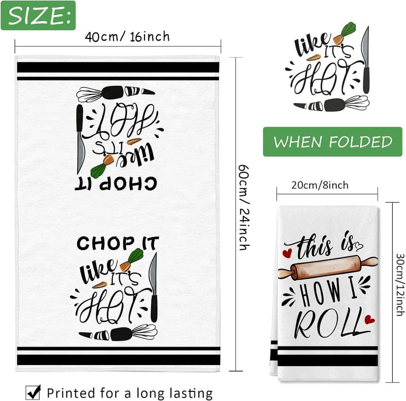 Funny Kitchen Towels Set of 4 - Absorbent Cooking Tea Towels