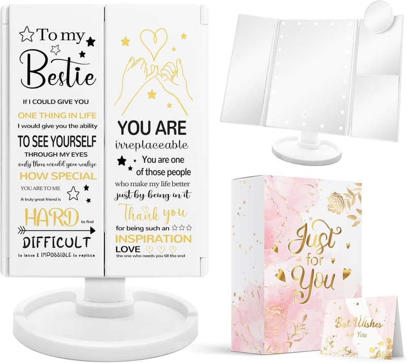 Bestie Birthday Gift: Friendship Makeup Mirror with Lights