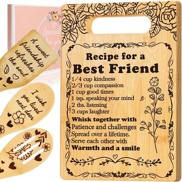 Engraved Cutting Board Set for Best Friend's Birthday Gift