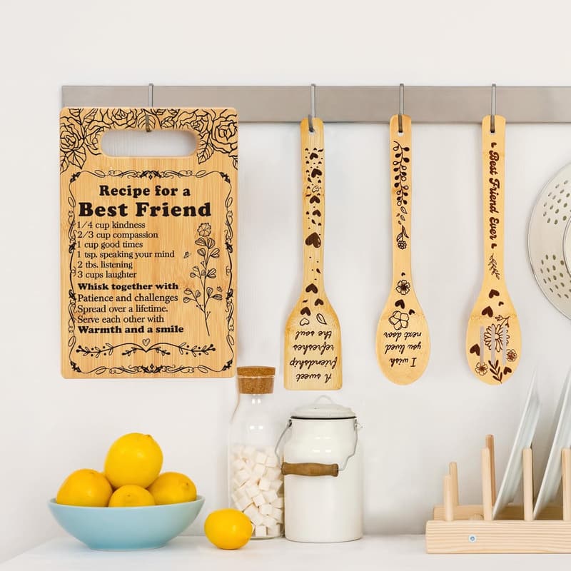 Engraved Cutting Board Set for Best Friend's Birthday Gift