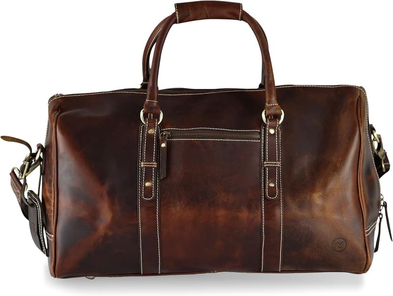 Handcrafted 20-Inch Leather Duffle Bag for Travel