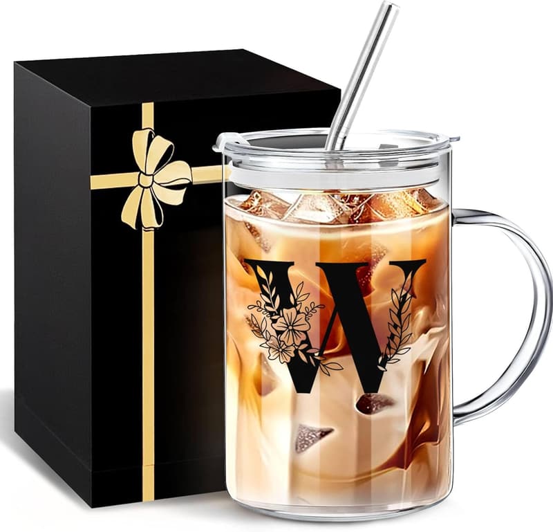 Extra Large Personalized Glass Tumbler with Lid & Straw for Women