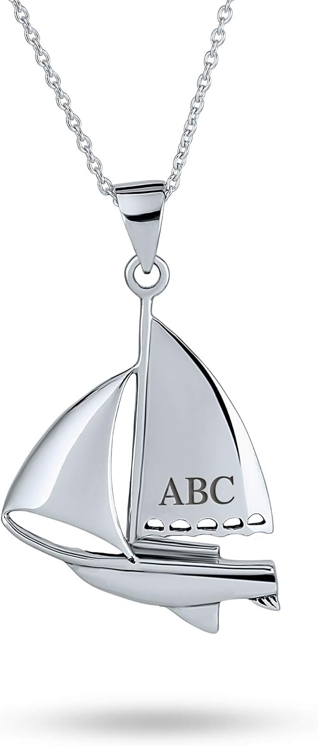 Personalized Nautical Silver Sailboat Earrings & Necklace Set