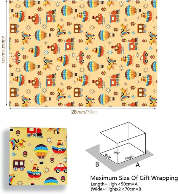 Boys' Nautical Vehicle Gift Wrap - 10 Sheets, 20