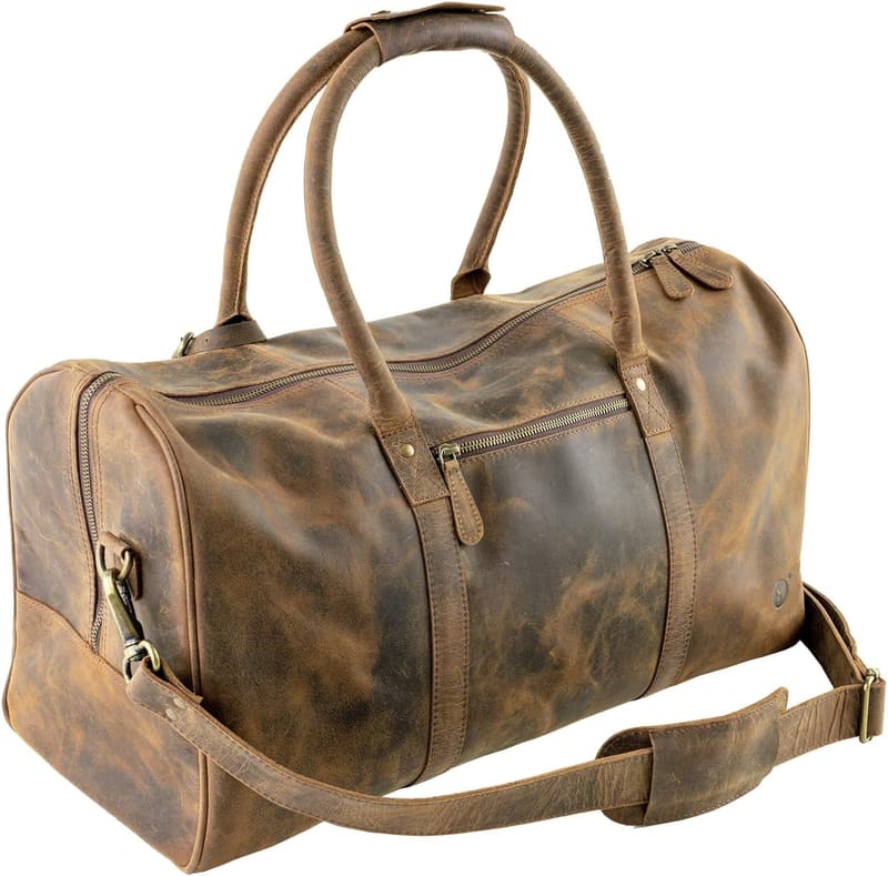 Buffalo Leather Weekender Duffle Bag for Men & Women
