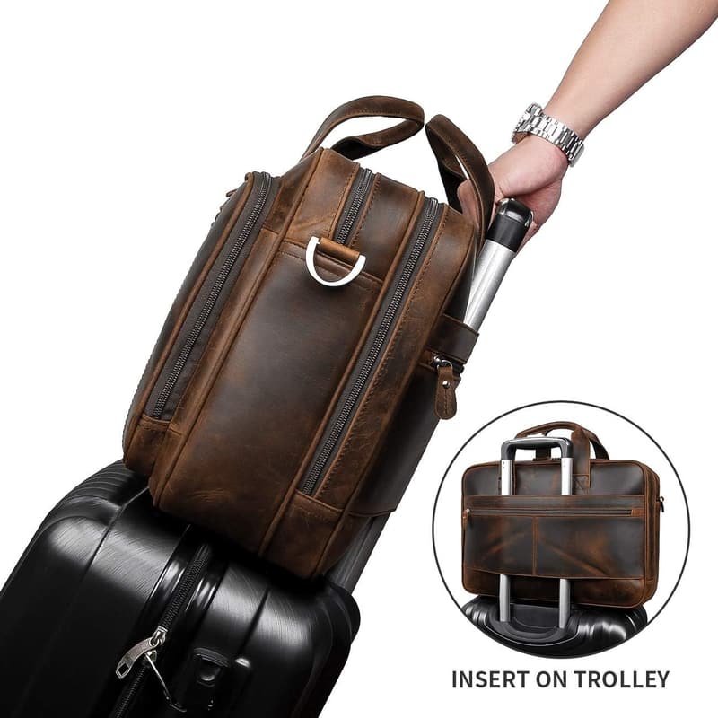 Genuine Leather Laptop Bag for Men - Business Travel Duffel