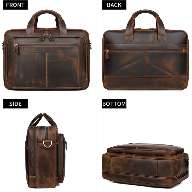 Genuine Leather Laptop Bag for Men - Business Travel Duffel