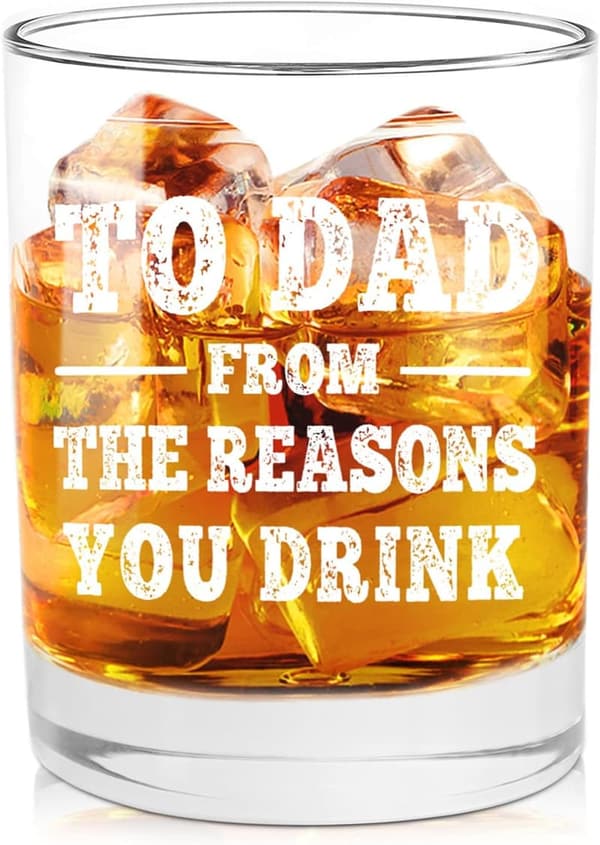 Funny Whiskey Glasses for Dad - Novelty Birthday Gift, 11 oz